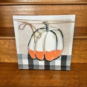 Beautiful Canvas Hand Painted Pumpkin Framed Hanging Artwork Courtenay Puckett